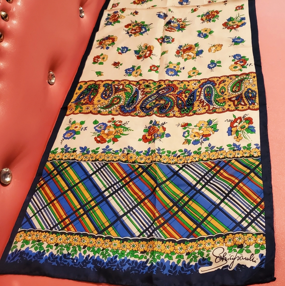Authentic Schiaparelli Silk Scarf VTG hard to find